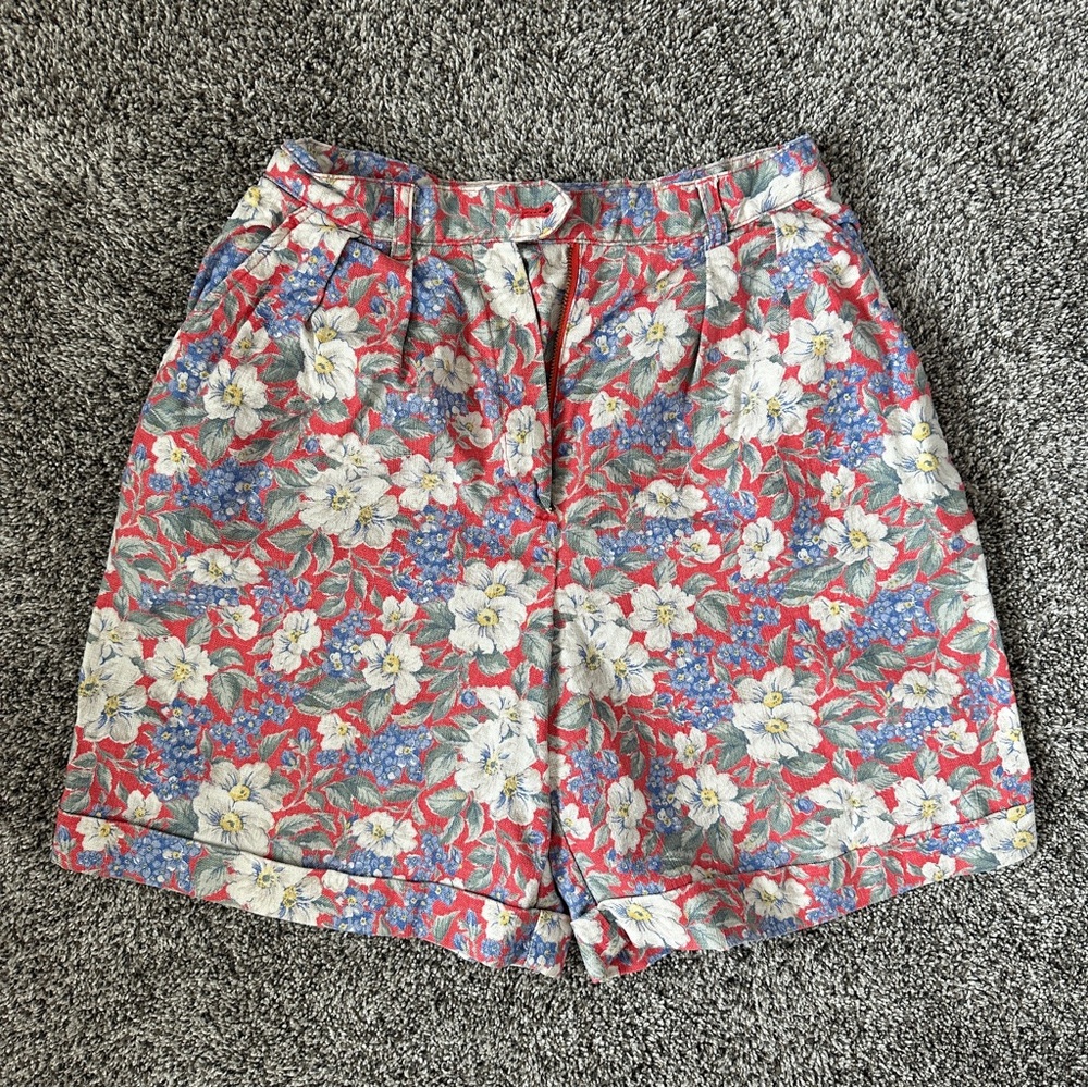 Jones New York vintage 90s boho floral linen blend shorts